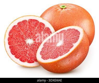 Grapefruit isolated on white background. Fresh grapefruit on white background with clipping path Stock Photo