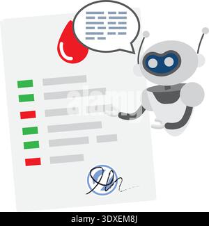 AI healthcare robot using stethoscope to check heart rate and analyze ECG trace for advanced medical monitoring Stock Vector