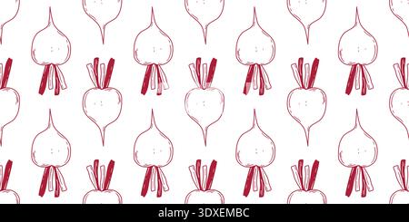 Seamless pattern with hand drawn beetroot silhouette Stock Vector