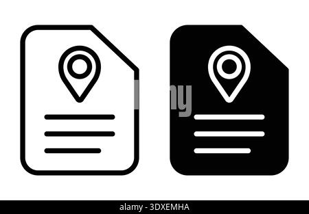 A set of simple vector icons depicting documents with location pin symbols. Perfect for web, mobile applications, or any travel-related project. Stock Vector