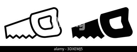 Detail-oriented black and white illustration of a hand saw icon representing craftsmanship. Ideal for projects related to construction, DIY, or woodwo Stock Vector