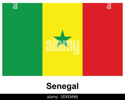 The national flag of Senegal features green, yellow, and red vertical stripes with a central star. This vibrant design represents pride and unity. Stock Vector