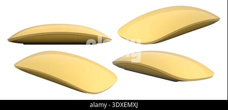 Set of wireless computer mice in various colors side by side isolated on white background, tech design concept. Stock Photo