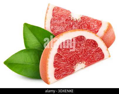 Grapefruit fruit with leaves isolate. Grapefruit on white. Grapefruit clipping path. Stock Photo