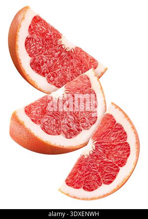 Flying grapefruit. Fresh grapefruit with leaves isolated on white background. Grapefruit with clipping path Stock Photo