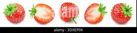 Strawberry berry isolated on white background. Strawberry collection with clipping path Stock Photo