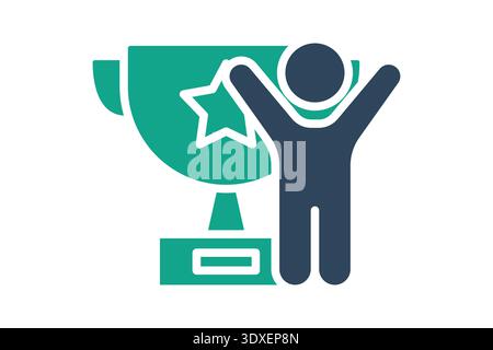 Trophy solid icon. Icon related to winner. success elements vector illustration Stock Vector