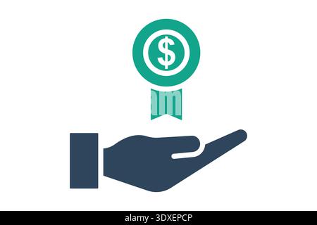 Reward solid icon. Icon related to prize. success elements vector illustration Stock Vector