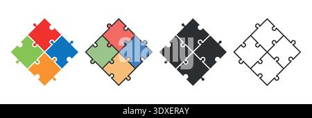 Set of Puzzle jigsaw pieces on white background vector illustration Stock Vector