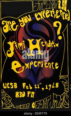 This 1968 poster promotes a concert by The Jimi Hendrix Experience