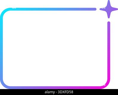 AI gradient rectangle frame. Artificial intelligence neon line border with star. Technology box with blue pink gradient. Neural network bar. Vector Stock Vector