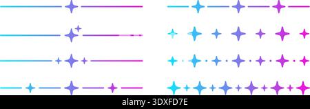 AI gradient line dividers set. Artificial intelligence neon border. Technology underline with blue and pink gradient. Neural network design element Stock Vector