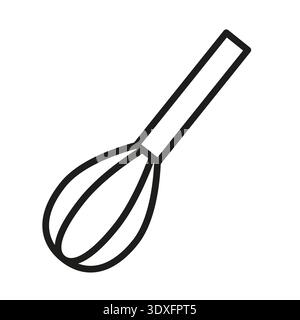 Kitchen whisk icon. Cooking mixer symbol. Professional baker Vector. Metallic culinary tool. Simple flat outline graphic. Stock Vector