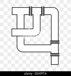 Industrial pipe system. Metal plumbing Vector. Water tube construction. Engineering duct layout. Stock Vector