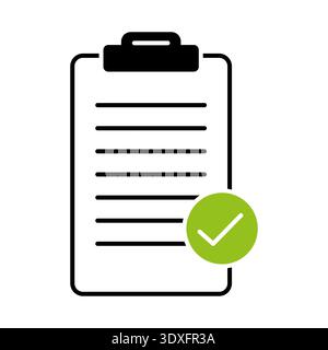 Professional clipboard icons. Sophisticated Vector symbols. Management completion signs. Success green checkmarks. Stock Vector