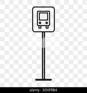 Public bus station. Transport stop sign. Vector transit post. Urban travel symbol. Stock Vector