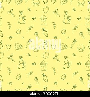 Whimsy cute Spring and Happy Easter pattern Stock Vector