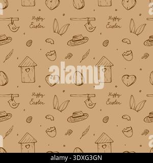 Whimsy cute Spring and Happy Easter pattern Stock Vector