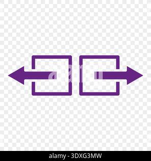 International purple square. Professional transfer Vector. Contemporary directional arrows. Technological interface navigation Stock Vector
