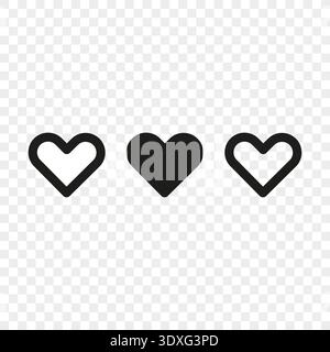 Love hearts set. Romantic Vector icons. Valentine health symbols. Passion emotion button shapes. Stock Vector