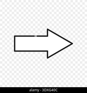 Right direction arrow. Forward motion Vector. Navigation point symbol. Next step sign. Stock Vector