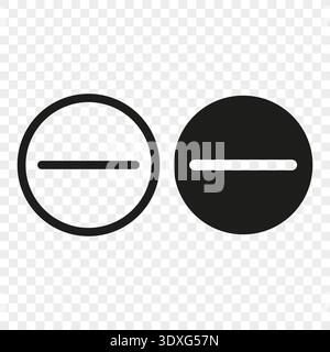 Negative sign set. Minus symbol circle. Vector button icons. Remove element marks. Interface navigation label sets. Stock Vector