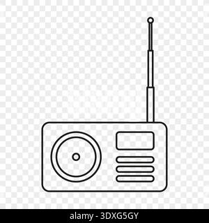 Radio tuner icon. Audio Vector device. Broadcast station symbol. Antique music player gadget. Stock Vector