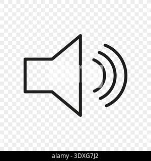 Loud sound volume icon. Audio speaker symbol. Multimedia music Vector. Dynamic soundwave graphic. Transparent grid pattern. Stock Vector