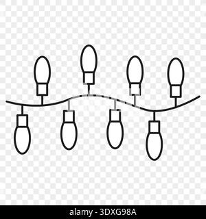 Light garland set. Christmas Vector symbol. Holiday lamp element. Celebration decoration sign. Electric bulbs strings glow party. Stock Vector