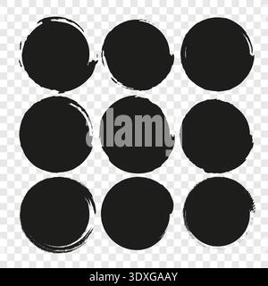 Saturated circular set. Textured ink markings. Artistic Vector collections. Creative brush strokes. Stock Vector