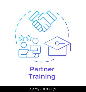 Partner training blue gradient concept icon Stock Vector