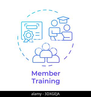 Member training blue gradient concept icon Stock Vector