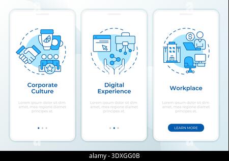 Employee experience equation blue onboarding mobile app screen Stock Vector