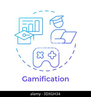 Gamification blue gradient concept icon Stock Vector