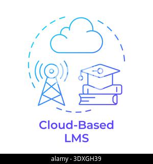 Cloud based lms blue gradient concept icon Stock Vector