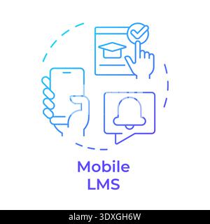 Mobile lms blue gradient concept icon Stock Vector