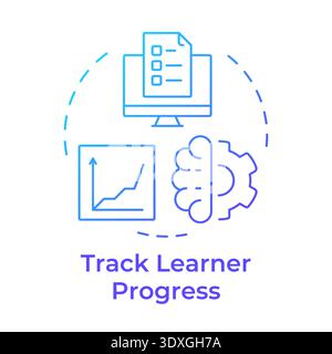 Track learner progress blue gradient concept icon Stock Vector