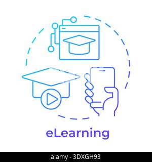 Elearning blue gradient concept icon Stock Vector