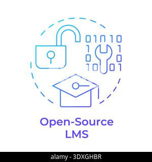 Open source lms blue gradient concept icon Stock Vector
