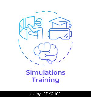 Simulations training blue gradient concept icon Stock Vector