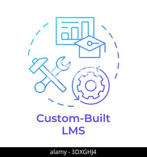 Custom built lms blue gradient concept icon Stock Vector
