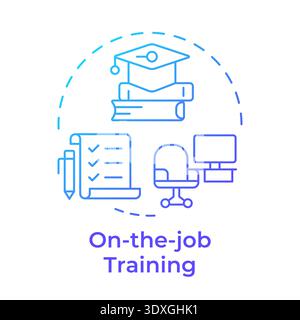 On the job training blue gradient concept icon Stock Vector