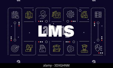 LMS dark blue word concept Stock Vector