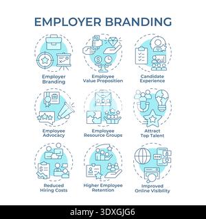 Employee branding soft blue concept icons Stock Vector
