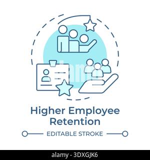 Higher employee retention soft blue concept icon Stock Vector