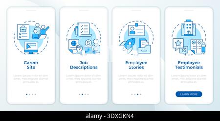 Employer branding content and channels blue onboarding mobile app screen Stock Vector