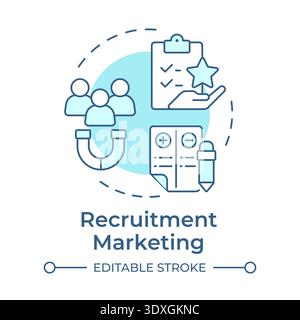 Recruitment marketing soft blue concept icon Stock Vector