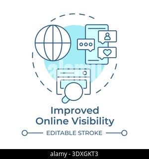 Improved online visibility soft blue concept icon Stock Vector