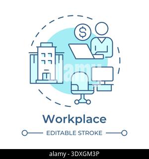 Workplace soft blue concept icon Stock Vector