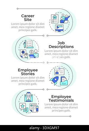 Employer branding content and channels infographic vertical sequence Stock Vector